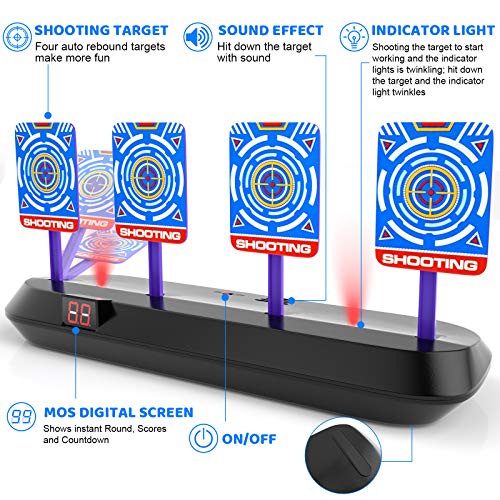 Masstimo Objetivo Digital Electrónico para Pistolas Nerf con Restablecimiento Automático, Efectos Inteligentes de Sonido y Luz para Nerf N-Strike Elite/Mega/Rival Series (Solo Objetivo)