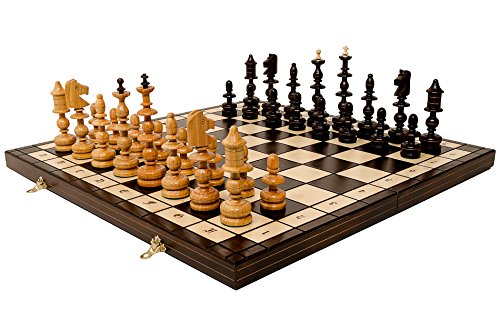 Master of Chess Viejo 56cm Polaco / 22in Cobre Incrustado Esculpido Juego de ajedrez de Madera, Hecho a Mano clásico Juego