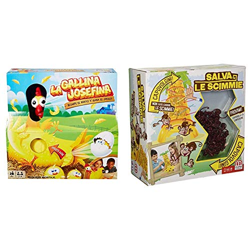 Mattel - Pack La Gallina Josefina + Monos Locos, juegos de mesa para niños