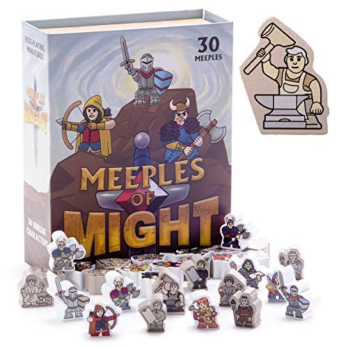 Meeples of Might – 30 minis coloridos y heroicos de 16 mm – Accesorios miniatura de madera para juegos de rol de mesa y estrategia táctica juego de mesa a granel piezas de token