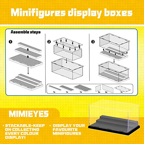 MIMIEYES Estuche de Acrílico Caja de Presentación (10 x 5.7 x 5.3 Inches) Perspex Polvo Proof Show Case Base para Lego Minifigures Brick Building Block (Negro)