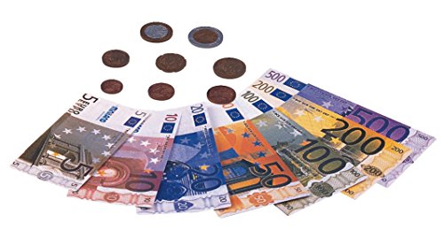 Miniland- Juego Didáctico Set Euro Cartera 28 Billetes y 80 Monedas, Color Real (154170)