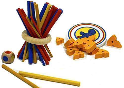 Minis Kreativ Zittter nicht !!! & Ratones - Tabla de queso 2 juegos de paciencia y ajos para niños - Juego de habilidad de madera - Juego de niños a partir de 3 años