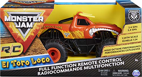 Monster Jam Oficial El Toro Loco Camión Monstruo con Control Remoto, Escala 1:24, 2,4 GHz, para Edades de 4 años en adelante