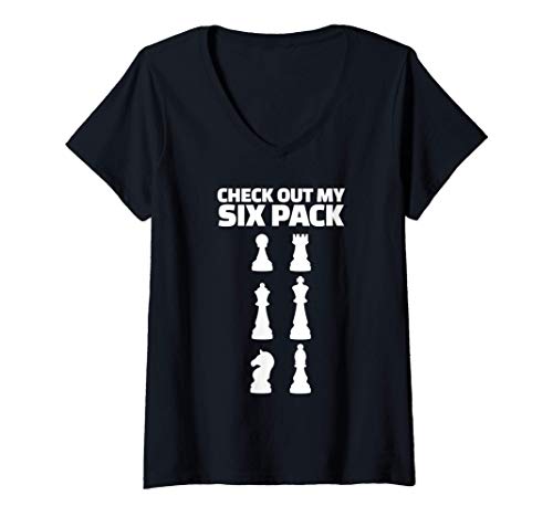 Mujer Ajedrez Jugador De Ajedrez I Paquete De Seis Camiseta Cuello V