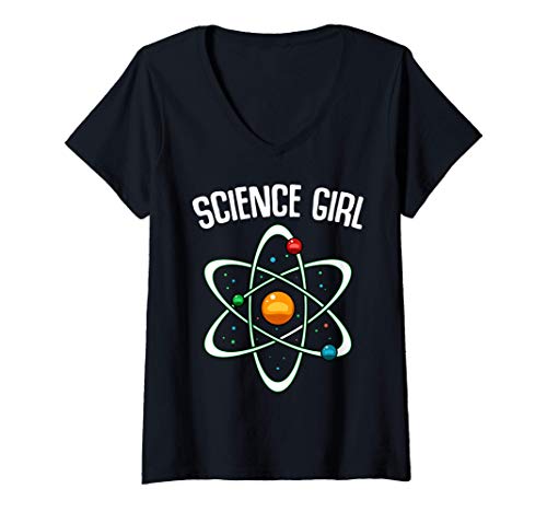 Mujer Science Girl Física Química Científica Estudio Molecular Camiseta Cuello V