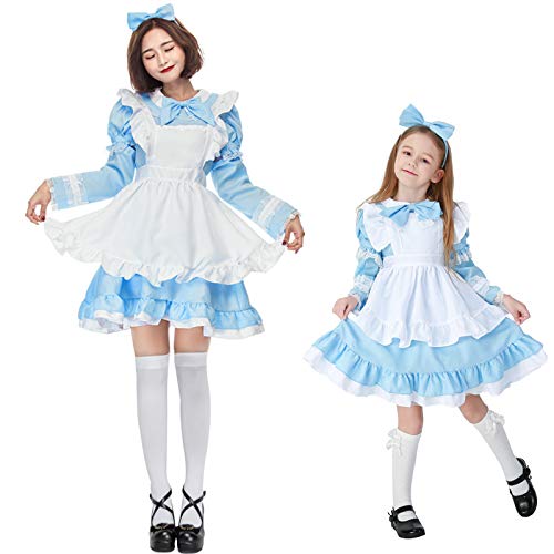 N / A Cosplay Halloween Regalo de la Novedad niños Lolita Disfraz de Padre e Hijo Lolita Vestido de Princesa Vestido de Navidad para niños Body Height:100-120cm