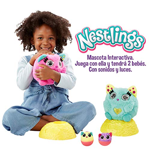 Nestlings Rosa, Mascota interactiva. Cuídala y sus bebés nacerán. Disponible en Rosa y Azul , color/modelo surtido
