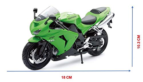 New Ray 42443 I - Motocicleta Kawasaki ZX 10 R / HONDA CBR, Vehículo en miniatura, escala 1:12, Verde / negro