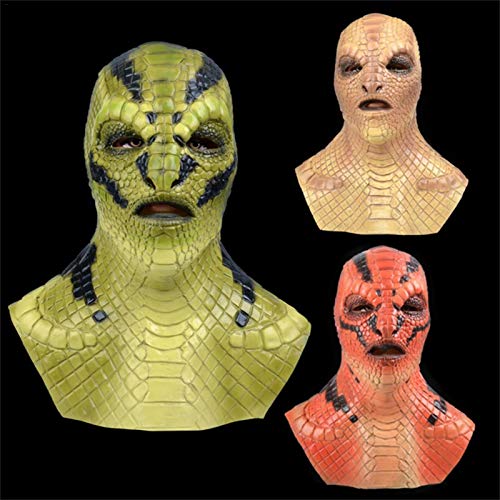 N/G Máscara de víbora Realista, el arnés de víbora Otro yo - Tocados de Accesorios de Cosplay para la Fiesta de Disfraces de Halloween （Tawny/Rojo/Verde）