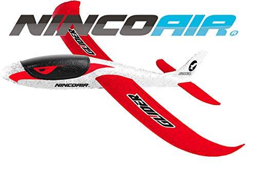 Ninco Ninco-NH92029 NH92029 NincoAir-Glider 2. Gran Avión Planeador. Medidas: 48 cm x 48 cm x 12 cm. A Partir de 3 años, Color Blanco y Rojo