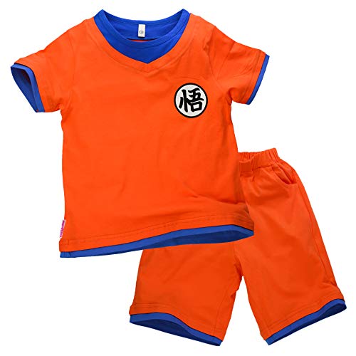 Niños Disfraz Camiseta T-Shirt Shorts para Son Goku Traje de Entrenamiento Ropa Sudadera (150 (11-12 años))