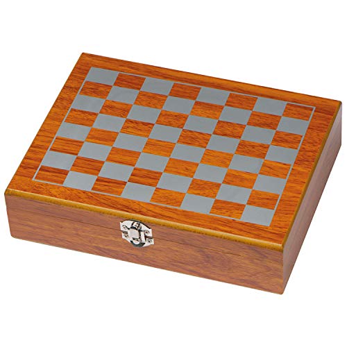 noTrash2003 Juego de petaca y juego de juego de póquer y dados en caja de madera con ajedrez – El juego perfecto para hombres