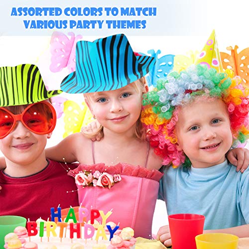 Novelty Place [Estrellas de la Fiesta Sombreros Plásticos de Neón para Fiesta Estampado Animal Color para Niños, Adolescentes y Adultos (Paquete de 12)