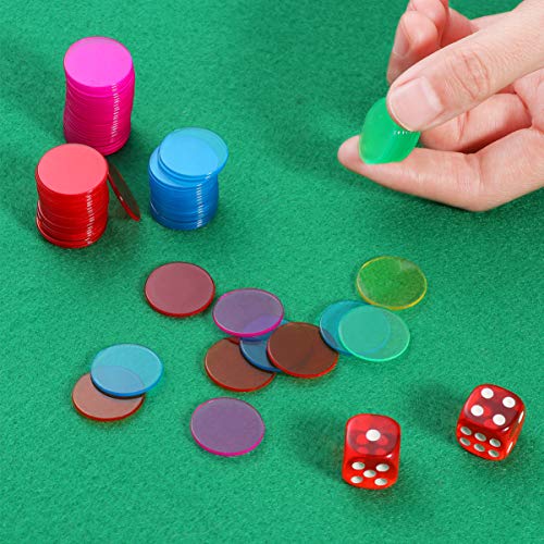 NUOBESTY fichas de Bingo Juego de 300 fichas de conteo de Colores Transparentes marcadores de plástico contadores de Juegos matemáticos 0.7 Pulgadas de diámetro