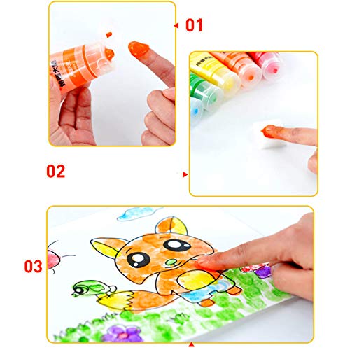 OCEANO 12 ×50MLI Botes Pintura de Dedos para niños, Pintura de Dedos，Lavable Pinturas para niños no tóxicas, de Color Natural y ecológico，Incluido: Cuatro Pinceles, una Paleta