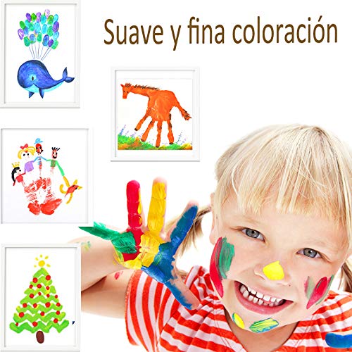OCEANO 6×50ml Botes Pintura de Dedos para niños, Pintura de Dedos，Lavable Pinturas para niños no tóxicas, de Color Natural y ecológico，Incluido: Cuatro Pinceles, una Paleta