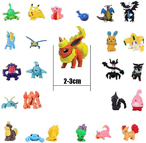 OMZGXGOD - 48 Piezas Pikachu Monstruo Mini Figuras + 16 Pulseras de Silicona