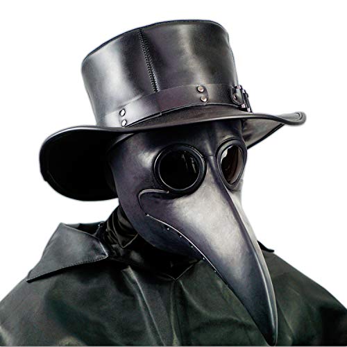 Pájaros Plague Doctor Nariz de Cosplay Fancy diseño gótico Steampunk Retro Máscara de Rock (Negro)