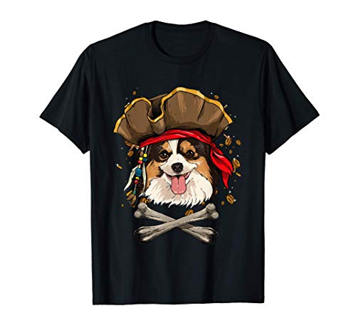 Papillon Pirate Dog Halloween Jolly Roger Gift Camiseta