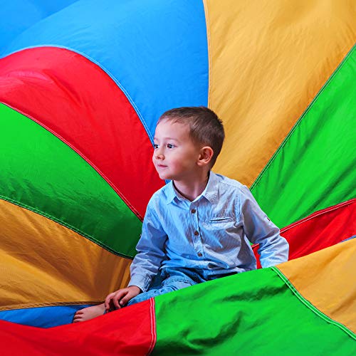 Paracaídas Infantil Grande Arcoiris 12 Pies 12 Asas, Horas De Diversión Y Entretenimiento Para Niños Y Infantil Pequeños, Juguetes De Interior Manta De Picnic Al Aire Libre, Juego De Fiesta