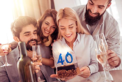 Party & Co. Velas para tarta de cumpleaños o fiesta 40 años, ideales tanto para hombre como para mujer – 12 cm azul brillante