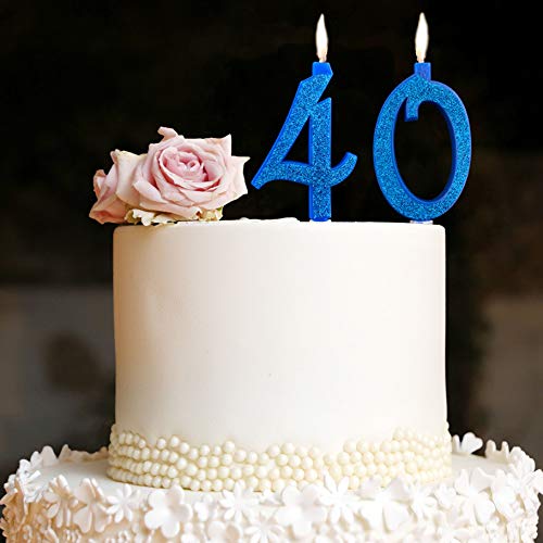 Party & Co. Velas para tarta de cumpleaños o fiesta 40 años, ideales tanto para hombre como para mujer – 12 cm azul brillante