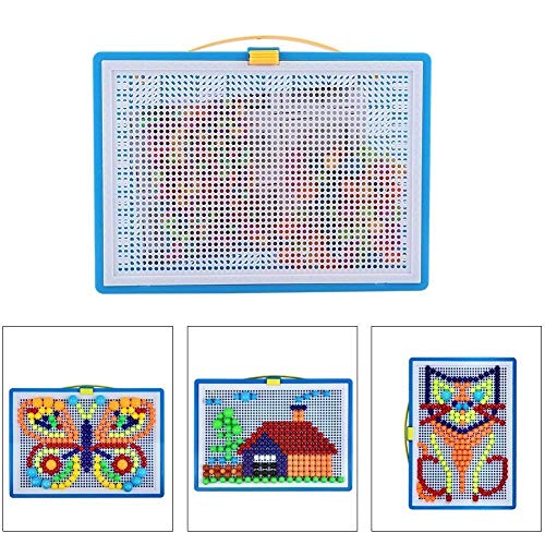 Pegboard Mushroom Nail Jigsaw Peg Puzzle Juego para Niños Niños-Aleatorio Color, 296pcs