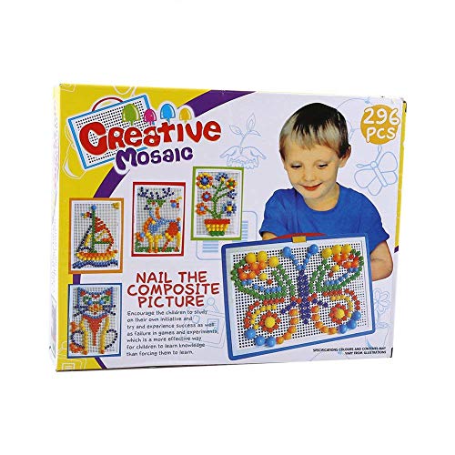 Pegboard Mushroom Nail Jigsaw Peg Puzzle Juego para Niños Niños-Aleatorio Color, 296pcs
