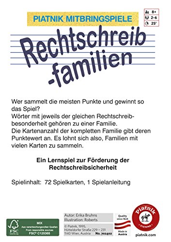 Piatnik 7024 Rechtschreibfamilie - Juego Infantil para Aprender a Escribir (Contenido en alemán) (versión en alemán)