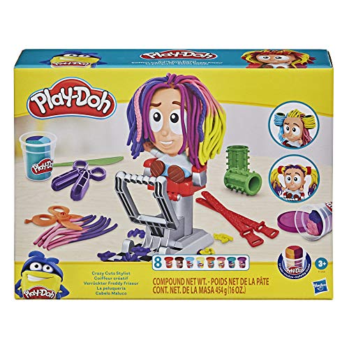 Play-Doh Crazy Cuts-Juguete de peluquería para niños de 3 años en adelante con 8 latas Tricolor, 2 onzas Cada una, no tóxico, Multicolor (Hasbro F1260)