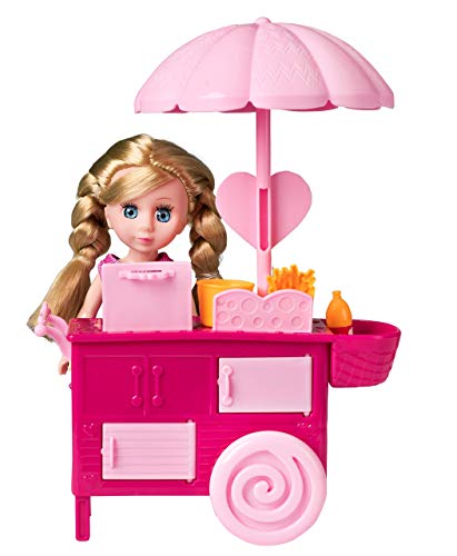 Playkidz imaginación Blonde Doll con Carrito súper Duradero para Dollhouse para niños o Simplemente Fun Play Mini Juego de Comida para muñec