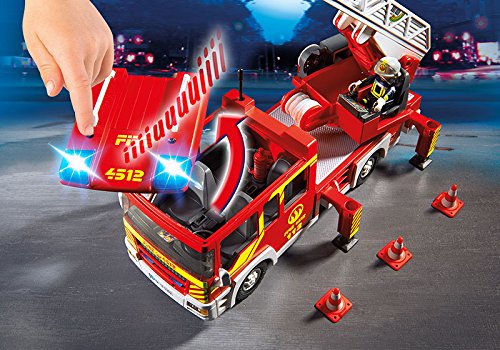 Playmobil Bomberos - Camión y escalera con luces y sonido, playset (5362)