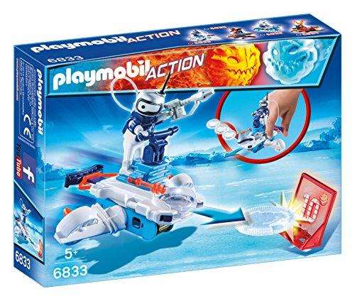 Playmobil Fire & Action- Action Playmobil Figura Robot con Nave Lanzadera de Hielo Juegos de construcción, Multicolor (6833)