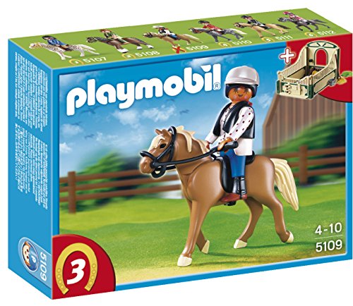 PLAYMOBIL - Haflinger con establo, Color Verde y Beis (5109)