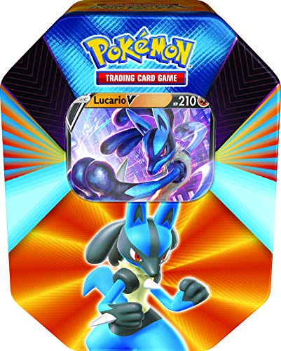 Pokémon POK80840-D6 TCG: V Forces Tin-Lucario V, Galarian Slowbro V o Mew V (uno al Azar), Colores Mezclados