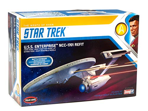 Polar Lights Star Trek U.S.S. Enterprise Refit Wrath of Khan Edition 1/1000 escala Snap Together Space Ship Model Kit réplica de TV Show (no requiere pegamento)
