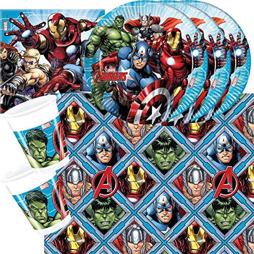 PROCOS Juego de Fiesta de 37 Piezas Marvel Mighty Avengers - Mantel para servilletas con Taza para 8 niños