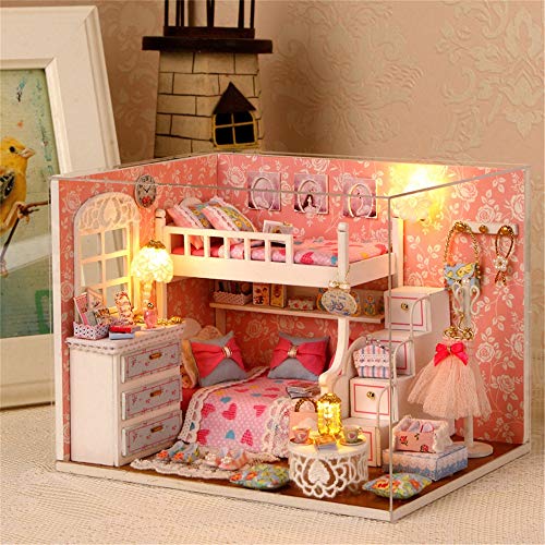Puzzle Juguetes Puzzles 3D hecho a mano miniatura casa de muñecas DIY Kit "Sueño de Sueños" historia de la lavanda Dollhouses Accesorios casas de muñecas con muebles y del LED Los primeros juguetes ed