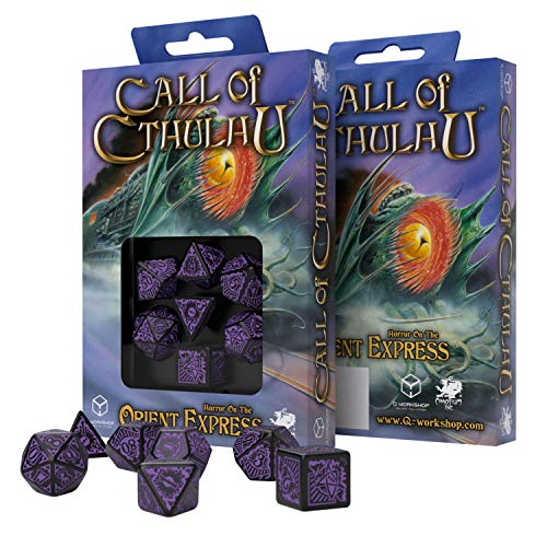 Q Workshop Call of Cthulhu Horror on The Orient Express RPG Ornamented Dice Set 7 Polyhedral Pieces