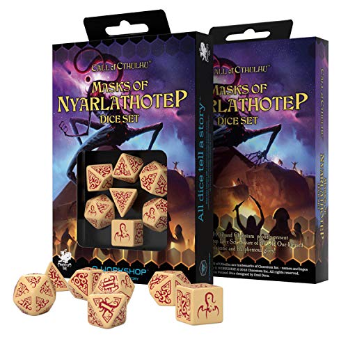 Q Workshop Call of Cthulhu Masks of Nyarlathotep RPG Ornamented Dice Set 7 Polyhedral Pieces
