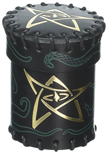 Q-workshop QWOCCTH4 Call of Cthulhu Leather Dice Cup Black/Green with Gold Game Accessory