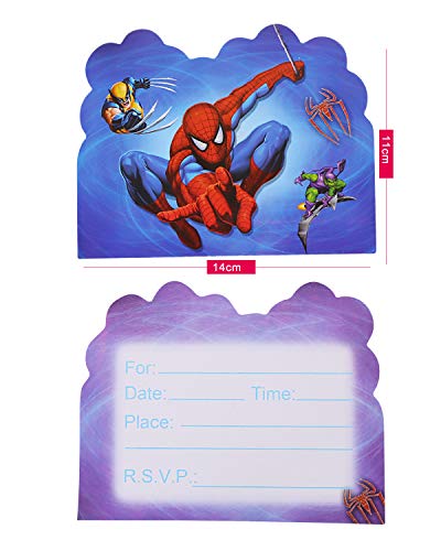 Qemsele Invitaciones para Niños, 30 Inglés Tarjetas de Invitación con Sobres para infantile Chicas Fiesta de Cumpleaños Baby Shower Decoraciones Suministros de Fiesta (Spiderman)