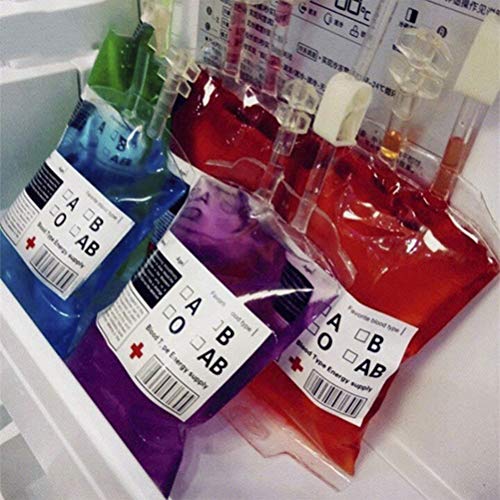 QoLeya Bolsa de Sangre para Vasos para Beber de Halloween, Sistema de hidratación contenedor de Bebidas Jugo de Frutas contenedor de Bebidas Sangre Bolsa de energía sanguínea de plástico, 350 ml