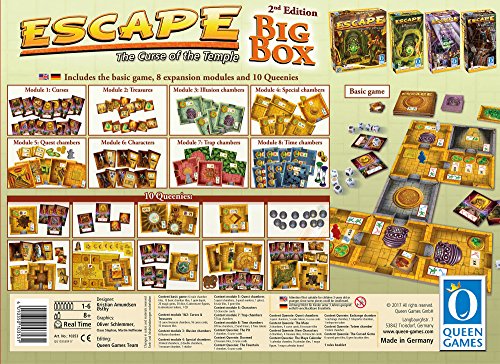 Queen Games Juego de Escape 10353, Caja Grande, Segunda edición, Juego básico con Todas Las Extensiones y Queenies