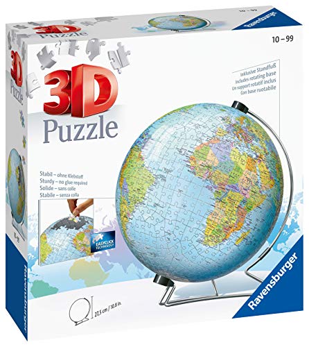 Ravensburger 12436 Globo 3D Puzzle, 540 Piezas, Multicolor, Edad Recomendada 10+, Dimensiones 27.5 x 23.3 cm