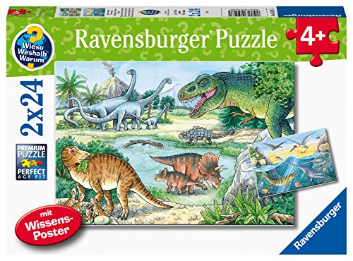 Ravensburger Puzzle Ravensburger 05128 Saurier and Your Lebensraum und Lebensraum Puzzle 05128-Saurier y Sus hábitats de 24 Piezas, Teal/Turquoise Green