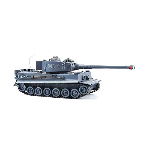 RCTecnic Tanque Teledirigido RC Tiger | Escala 1:18 | Airsoft + Efectos Sonido + Humo + Figura Militar | 3 Velocidades Maqueta de Tanque Radiocontrol