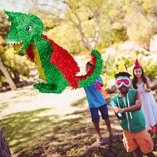 Relaxdays Piñata Dragón sin Relleno, Papel, Verde-Rojo, 35 x 53 x 9 cm, Color, Pinata einzeln (10022572)