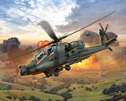 Revell-AH-64A Apache Maqueta Helicóptero, 10+ Años, Multicolor, 14,6 cm de Largo (RG4985)